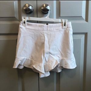 Zara white ruffle shorts